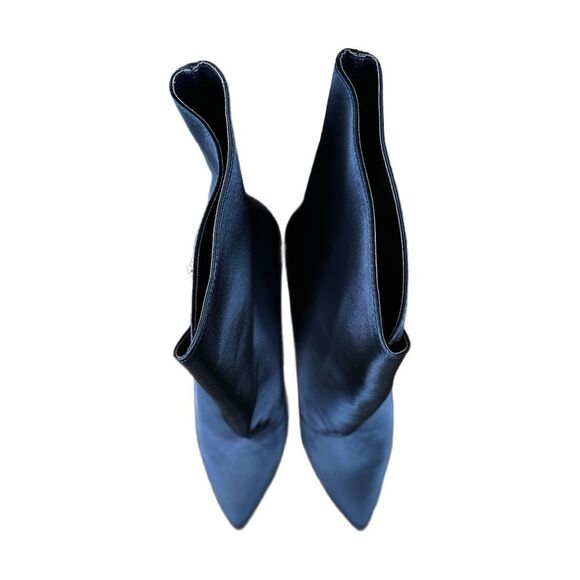 NWOT Charles by C. David Women’s Navy Satin Stiletto Rhinestone Booties Size 9.5 - Picture 3 of 6